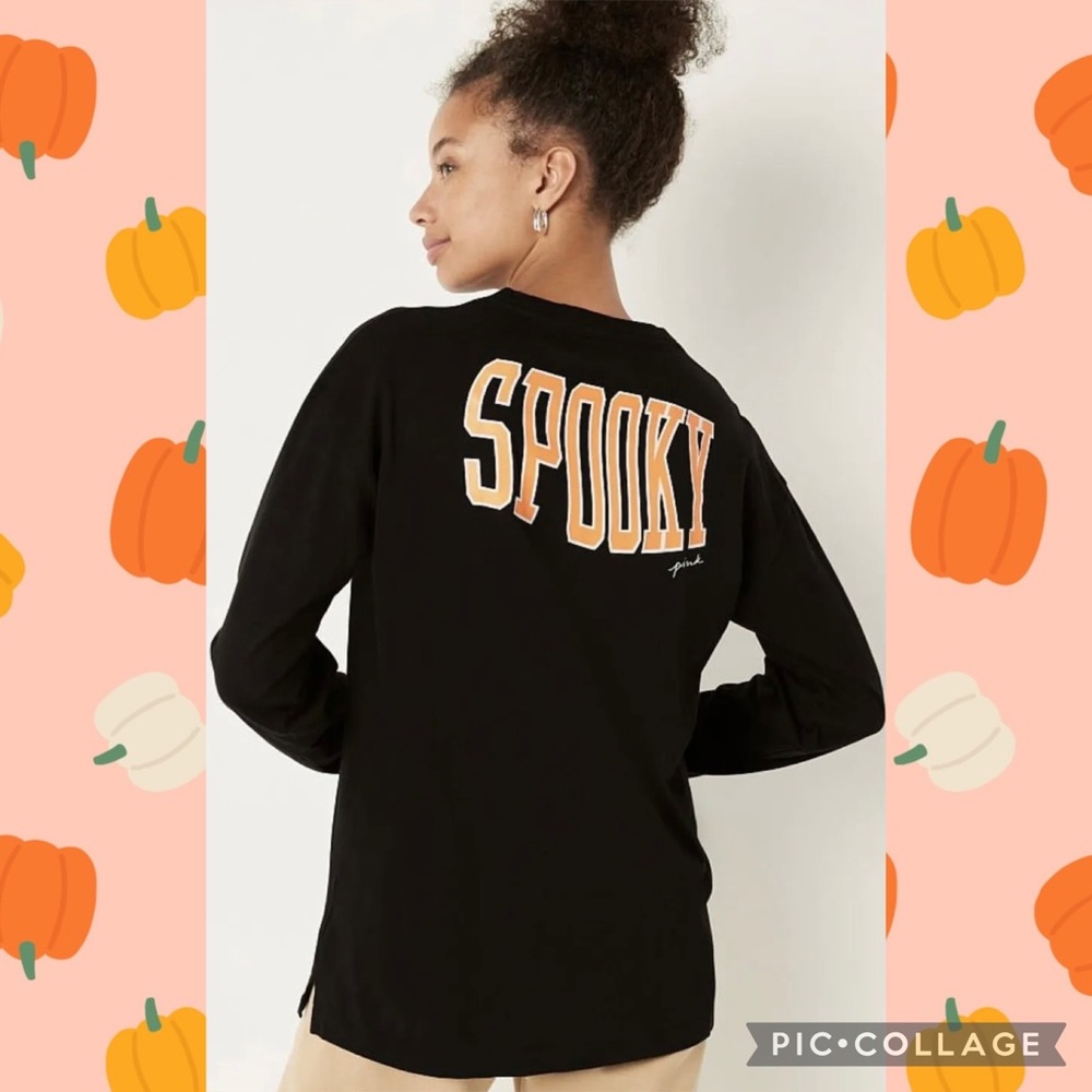 Victoria's Secret PINK Long Sleeve Campus
Tee VS LARGE XL HALLOWEEN SPOOKY HTF